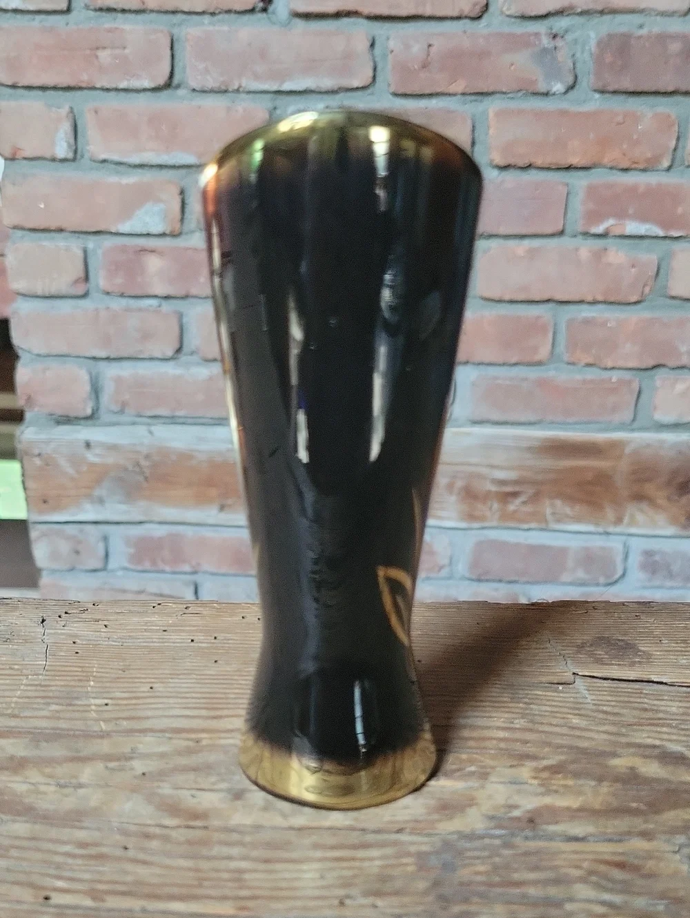 Vintage 1950s West German Art Pottery Vase 1029/14 Black Gold Atomic Mid Century - Picture 5 of 7